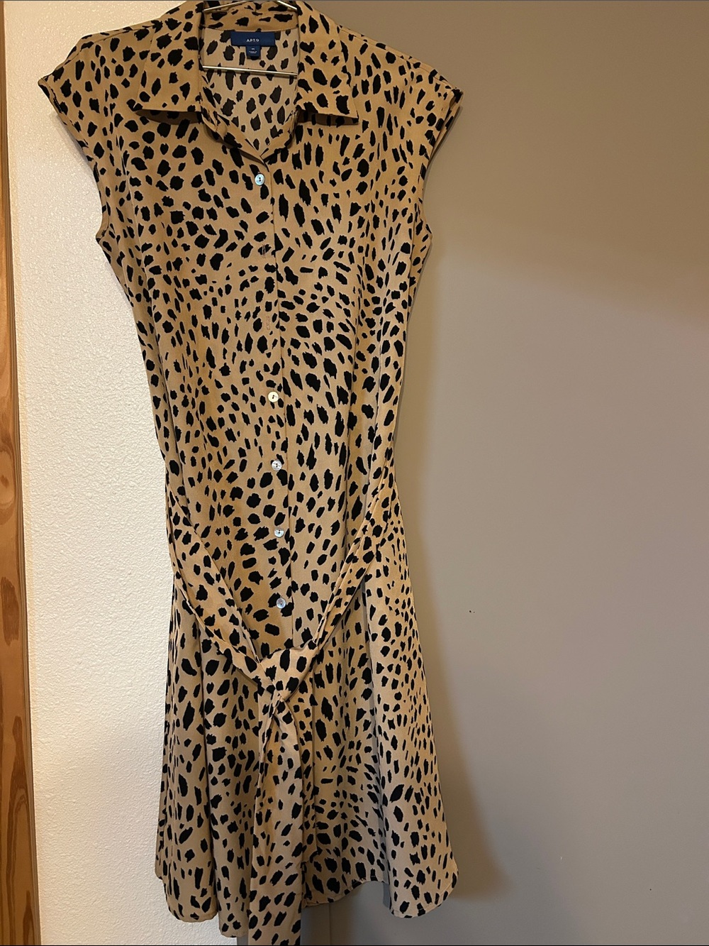Apt. 9 Beige Dress with Black Spot Print